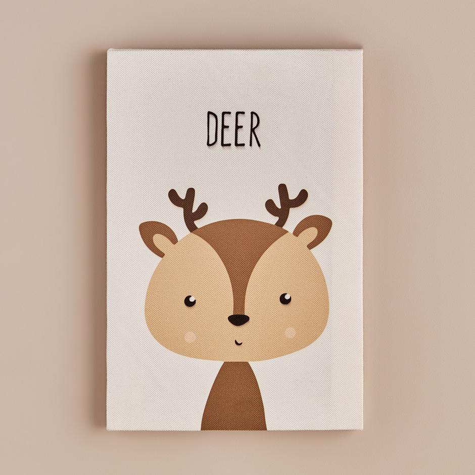  Deer Kanvas Tablo Beyaz (21x30 cm)