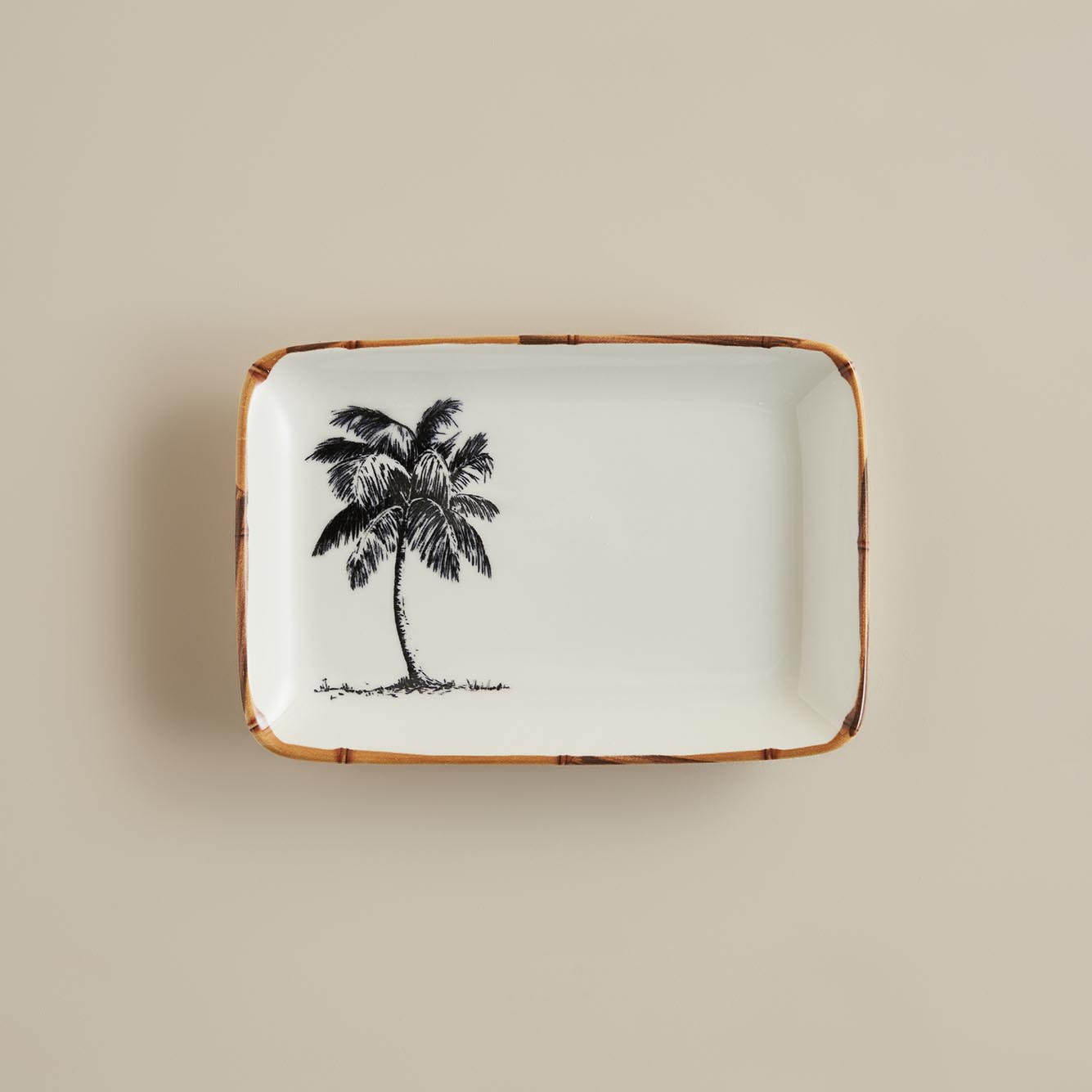 Palm Bamboo Stoneware Sunum Tabağı Beyaz (18x12 cm)