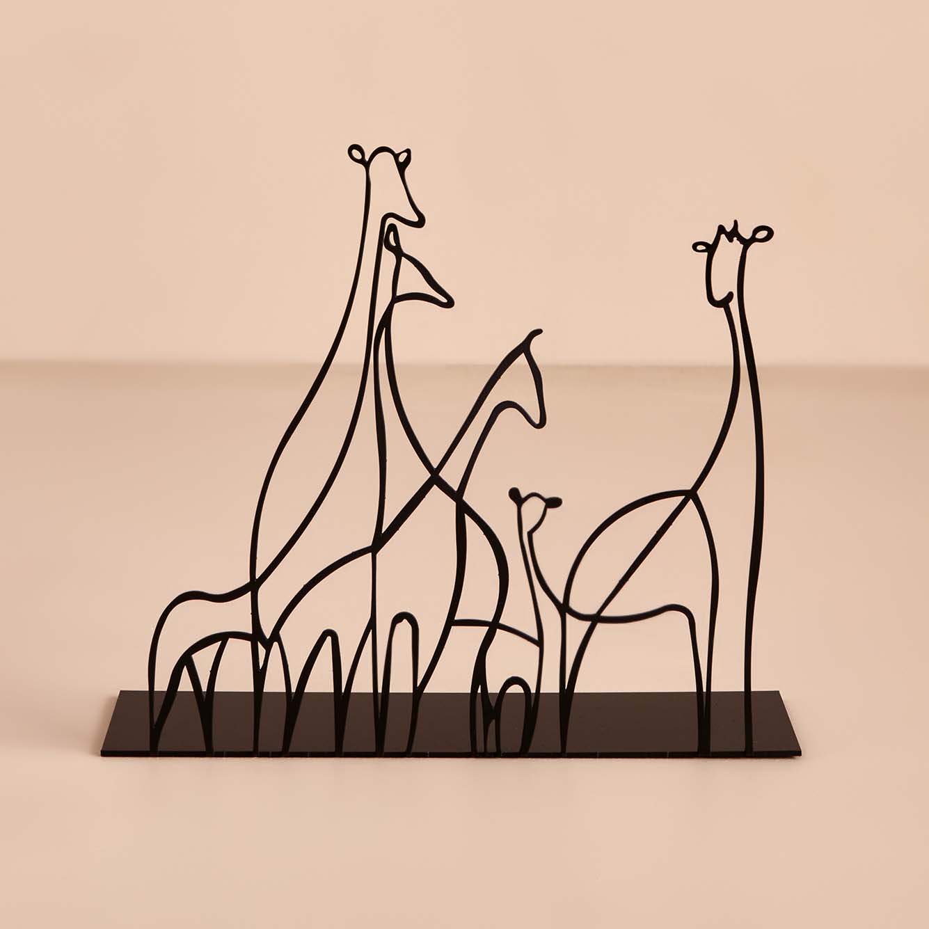 Metal Masa Üstü Biblo Giraffa Siyah (18x20 cm)