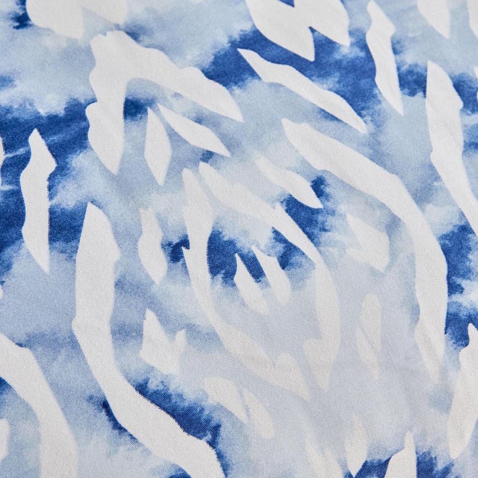 %100 Pamuk Saten Ikat Çift Kişilik Nevresim Seti Mavi (200x220 cm)