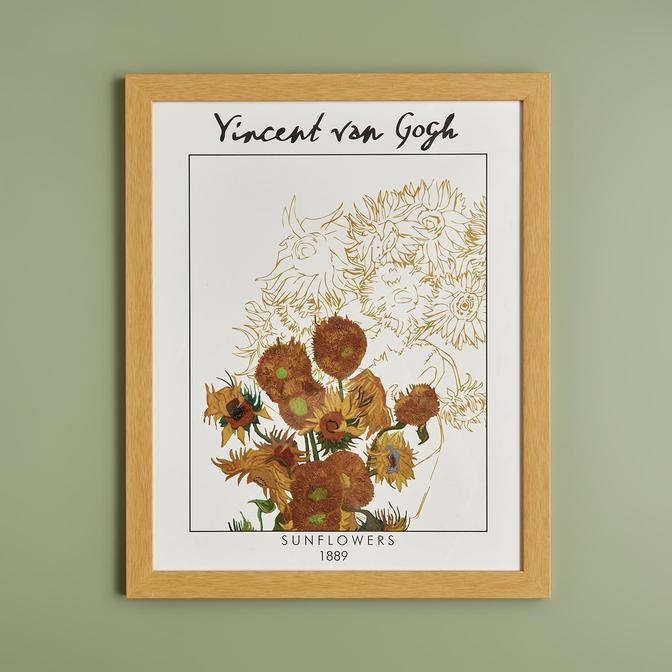 Van Gogh Vincent Sunflowers Çerçeveli Tablo Naturel (33x48 cm)