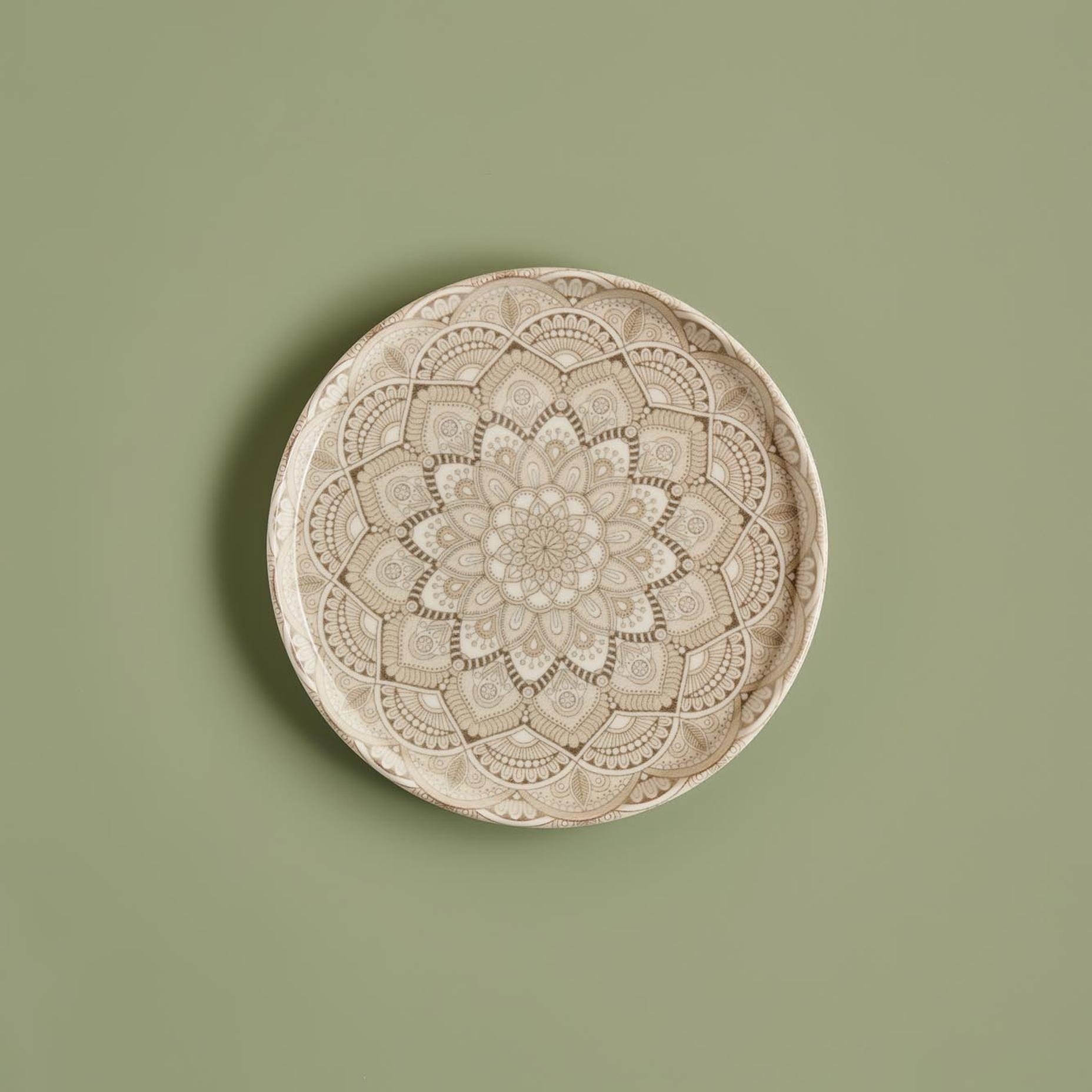 Mandala Porselen Pasta Tabağı Bej (19 cm)