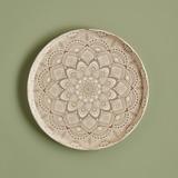 Mandala Porselen Servis Tabağı Bej (25 cm)