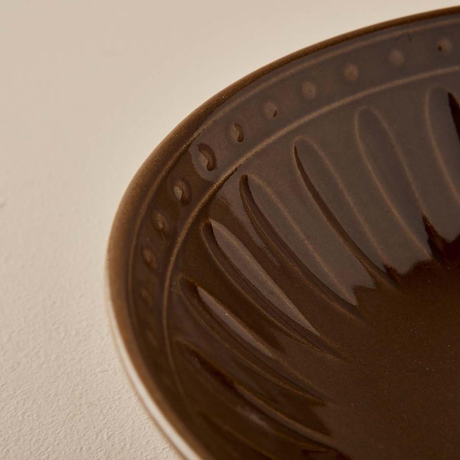  Olivia Seramik Yemek Tabağı 6'lı Kahverengi (21 cm)