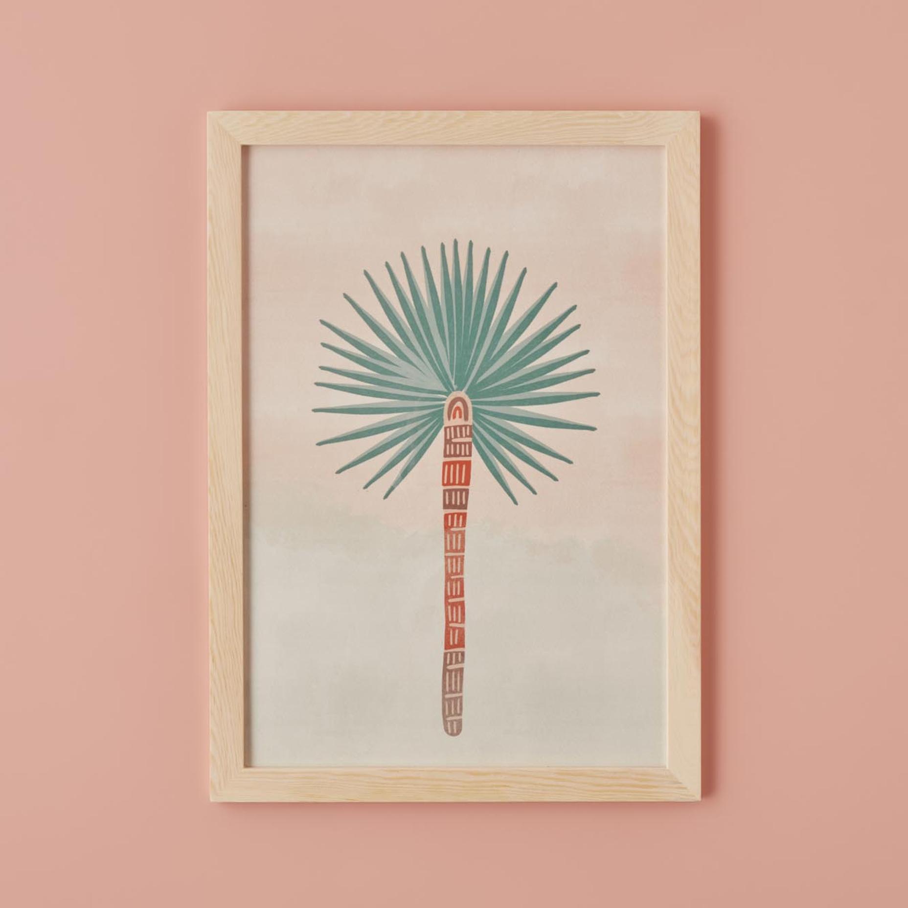 Abstract Safari Palm Ahşap Çerçeveli Tablo Naturel (33x48 cm)