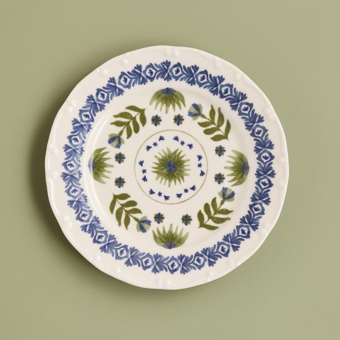 Alessa Porselen Servis Tabağı Mavi-Yeşil (25 cm)