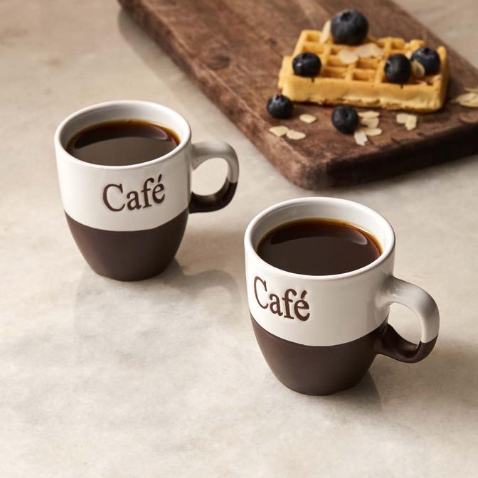 Cafe Stoneware 2'li Espresso Fincan Seti Beyaz-Kahverengi (150 cc)